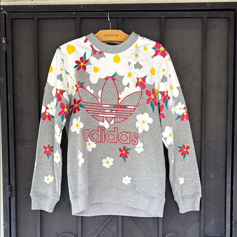 Adidas Gray Sweatshirt with Floral Accents